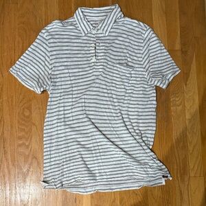 Faherty Light Gray Striped Polo Shirt